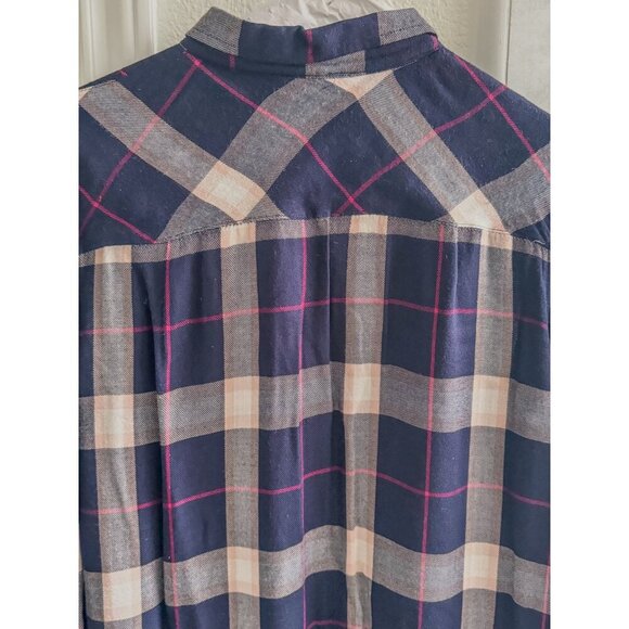 Sandra Ingrish Hunter Plaid Long-sleeve Button-down Shirt Women Blue M - Picture 13 of 13